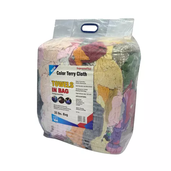 New Color Terry Towel Wiping Rags - 25 lbs. Bag Multipurpose Cleaning Towels