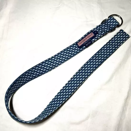 Vineyard Vines D-Ring Canvas Whale Belt - Size S - Blue with Whales