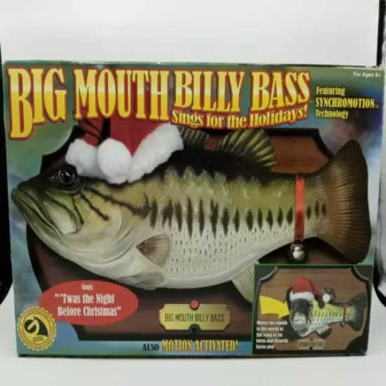 Big Mouth Billy Bass Sings for the Holidays Motion Activated NEW OPEN BOX