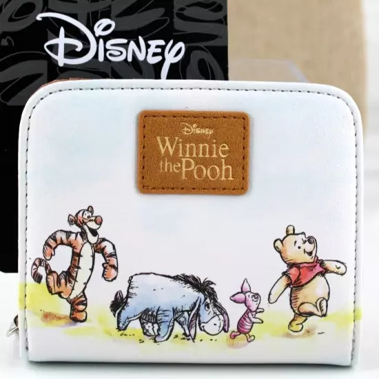 Winnie The Pooh Mini Zipper Wallet Womens Faux Leather Sketch Bioworld New 2023