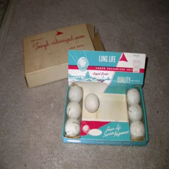 7 NEW Vintage Generic 1960's Golf Balls, Sleeve, Box "CHAMPION" Vulcanized