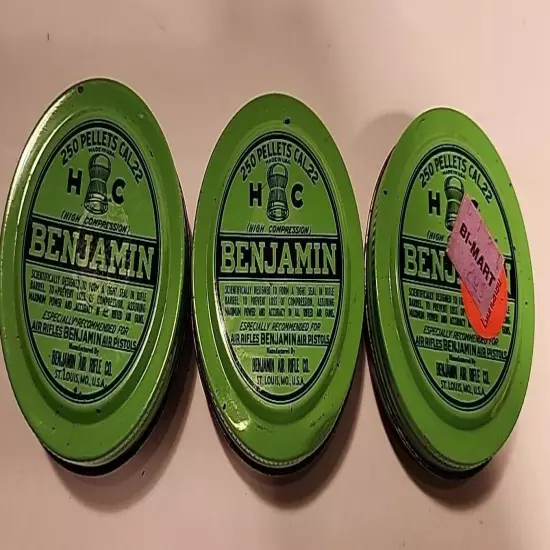 (3) Full Tins-BENJAMIN .22 CAL High Compression Pellets-250 Count Each-St. LOUIS