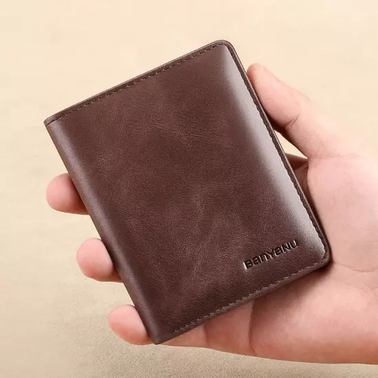 Genuine Leather Rfid Wallet, Slim Minimalist Wallets Black ID Credit Card Holder