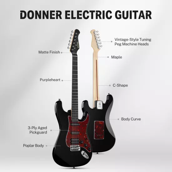 Donner DST-200 Electric Guitar Coil Split Tremelo Bridge Solid Body HSS Pickup