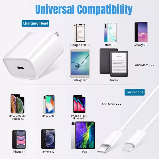 1-100X Lot USB-C to iPhone Cable Fast Charger For iPhone 14 13 12 X/Pro Max Cord