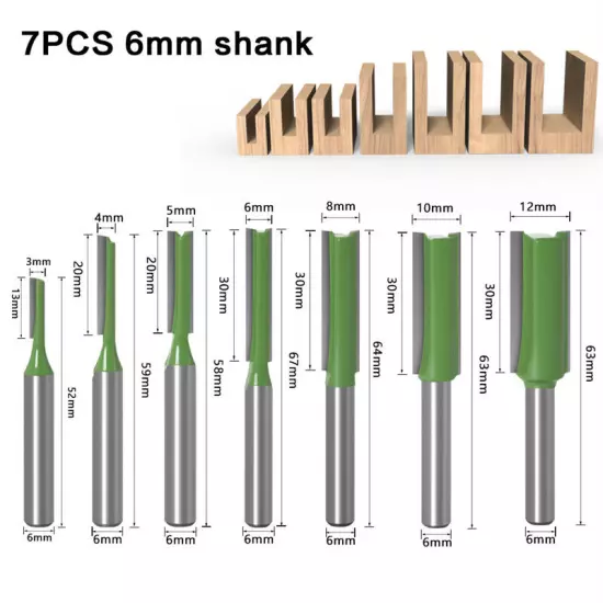 7/1PC 6MM 1/4 Shank SingleDouble Flute Straight Router Bit For Woodworking Tool‹