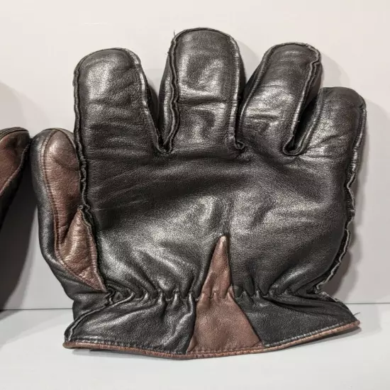 Wilsons Mens Black Brown Leather Gloves Medium Thinsulate Filled & Lined Elastic