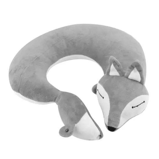 (Gray Fox)Fox Shape Travel Neck Pillow Soft Air U Shape Health