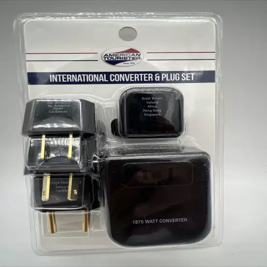 New American Tourister International Converter & Plug Set 1875 Watt 240V to 120V