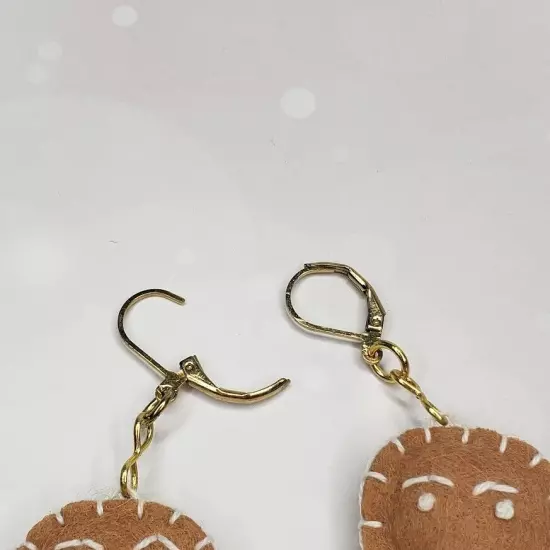 Gingerbread Man Dangle Earrings 3D Christmas Cookie Holiday Jewelry 2-3/8" New!