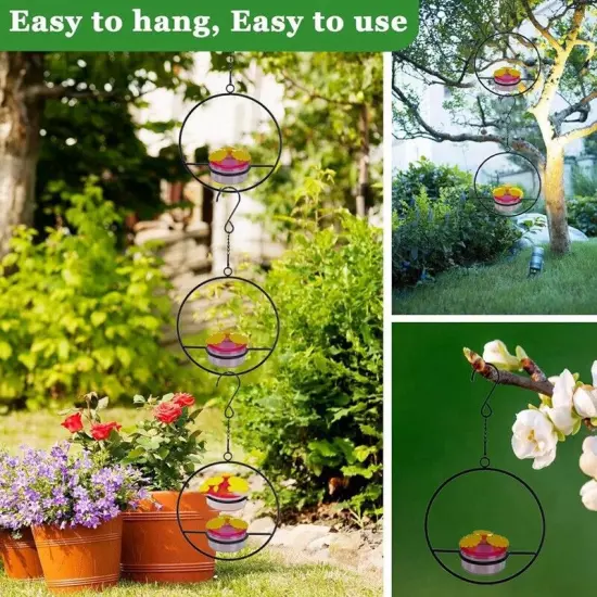 3 Pcs Hanging Feeder, Stackable Hanging Humming Bird Feeder with Metal1844