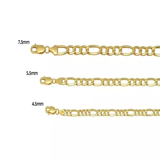 BRAND NEW 10k Yellow 4.5mm-7.5mm Gold Figaro Link Chain Necklace Bracelet Hollow