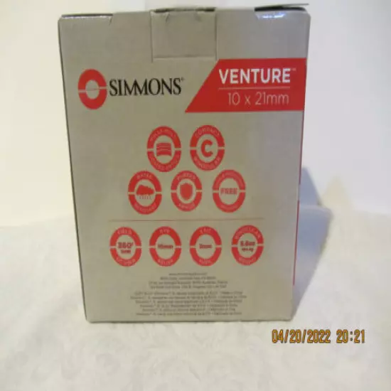 Simmons 10x21mm Venture Roof Prism Weather Resistant Binocular Black 8971021R 