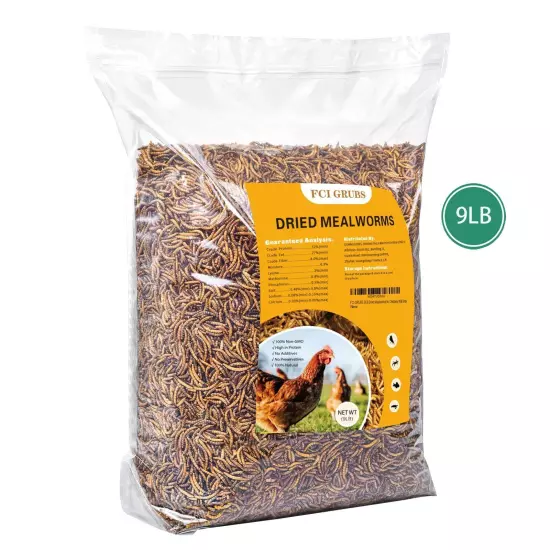 FCI GRUBS Dried Mealworms 9LB-High Protein Chicken Feed,More Protein,No Addit...