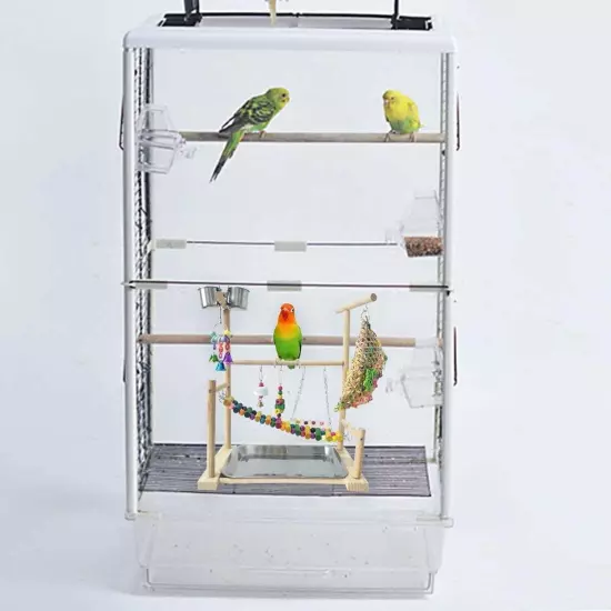 kathson Parrot Playstand Bird Playground Conures Play Stand Wood Perch Gym Pl...