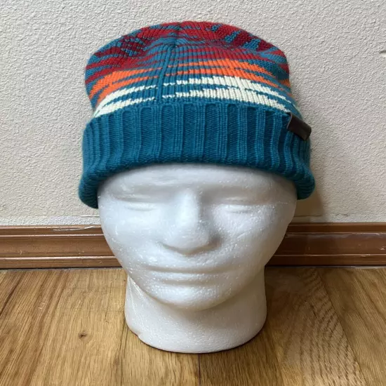 Pendleton Merino Wool Aztec Southwest Knit Teal Beanie Hat