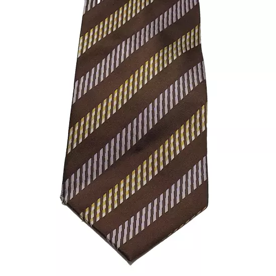 Brown Diagonal Stripe Silk MATTARAZI uomo Handmade Classic Necktie with Tags