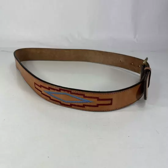 Stitched Brown Top Grain Bridle Leather Western Belt - USA - Men's Size 36