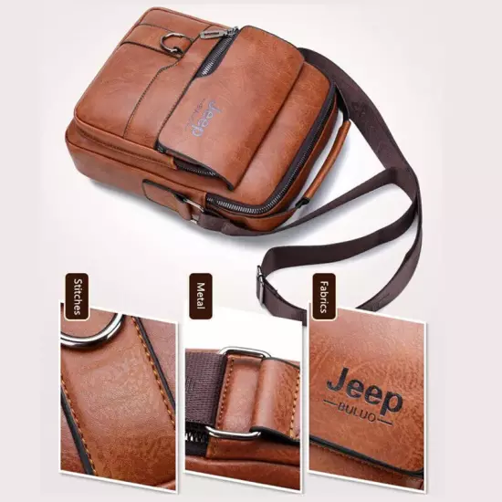 JEEP Crossbody Messenger Bags Business Casual Handbag Brand Shoulder Leather Bus