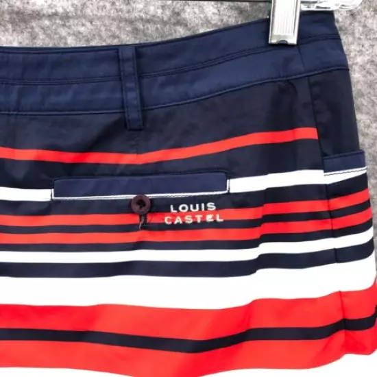 Louis Castel Golf Skirt Skort Womens 76 (30") Red Blue Striped Tennis Athletic