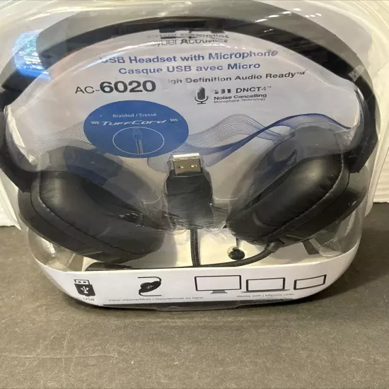 NEW CYBER ACOUSTICS AC-6020 HEADBAND HEADPHONES