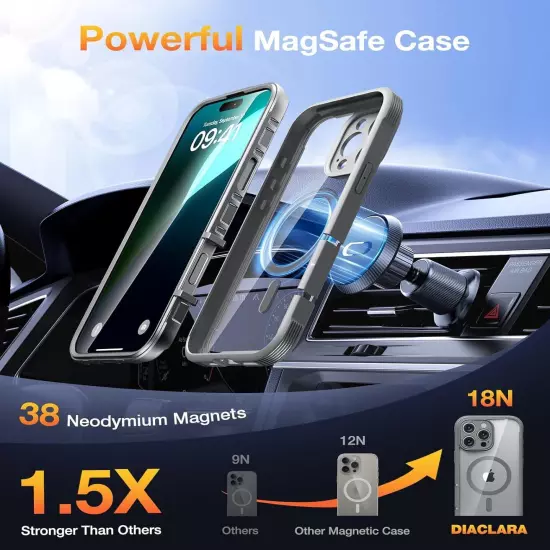 Magnetic for iPhone 16 Pro Max Case 6.9'' Compatible with Full Body Rugged Case