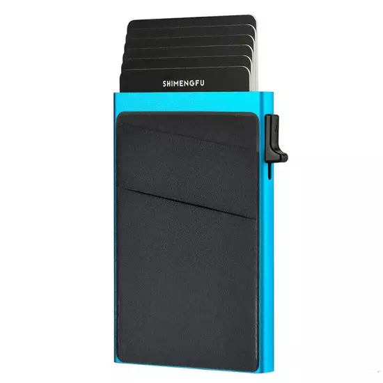 Men's Minimalist Slim RFID Blocking Wallet Pop Up Card Holder Wallet for Men