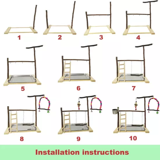 Bird Playground Parrot Playstand Parakeet Gym Playpen Cockatiel Play Stand Wo...