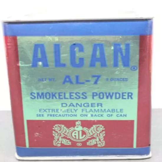 Vintage ALCAN Company Inc. AL-7 Smokeless Shotgun Powder (EMPTY) Tin Container 