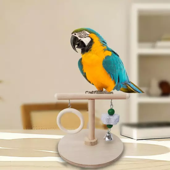 Parrots Playstand Wooden Portable Play Desktop Wood Birds Cage Toys Platform for