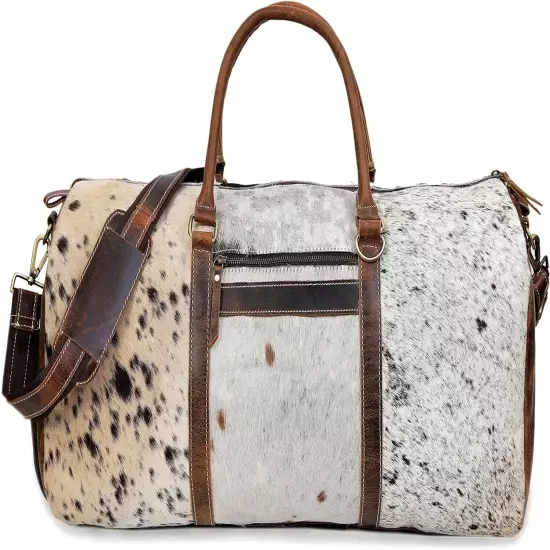 CLA Myra Bag Cinnamon Traveller Hair On Duffle Upcycled Genuine Cowhide Leather