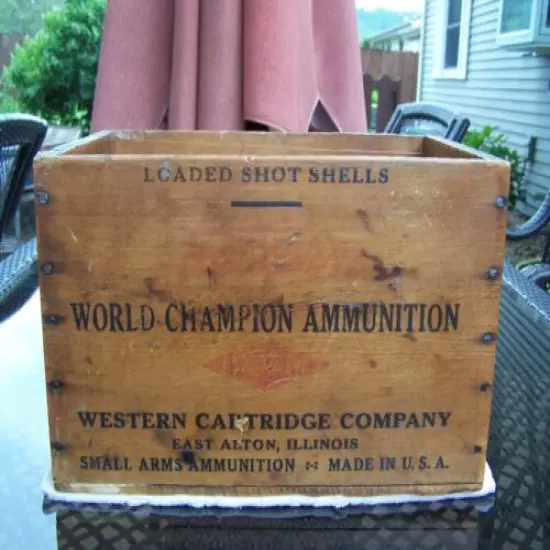 Vintage Wooden Western World Champion Ammunition Crate - 16 GA.