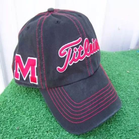 Titleist Mississippi Rebels Ole Miss Black & Red C/S Adjustable Golf Hat Cap NEW