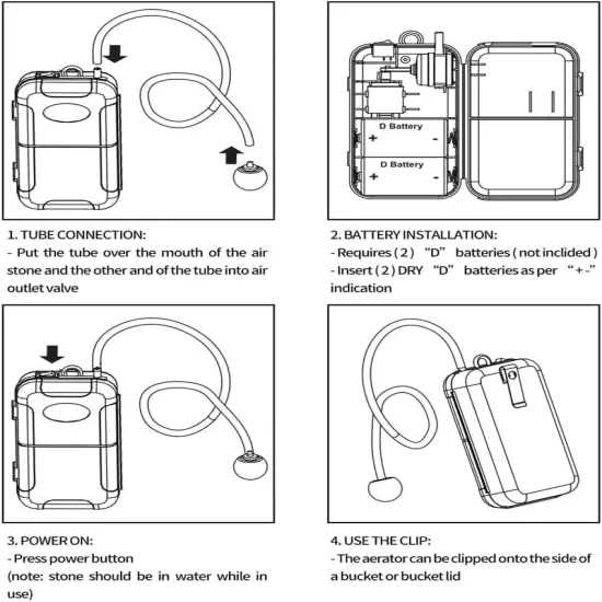 Portable Air Pump, Aquarium Air Pump, Aeration up to 6 Gallons, Fish Tank Air Bu