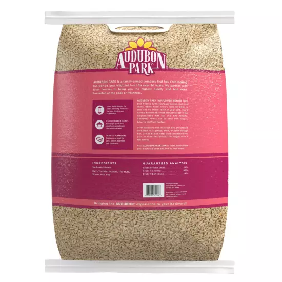 Audubon Park Sunflower Hearts Wild Bird Food, Dry, 1 Count per Pack, 15 lbs