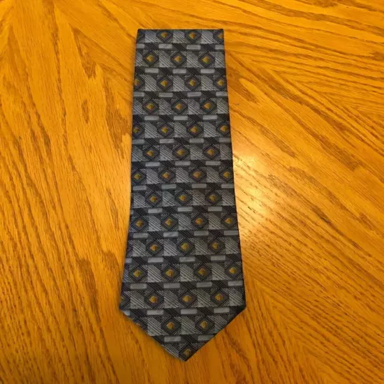 Robert Talbott Best Of Class Silk Tie, Blue Black & Yellow Geometric Design 