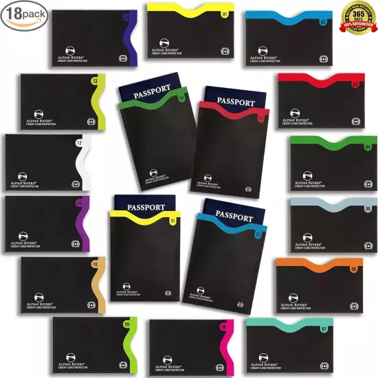 18 RFID Blocking Sleeves (14 Credit Card Holders & 4 Passport Protectors) Ultima