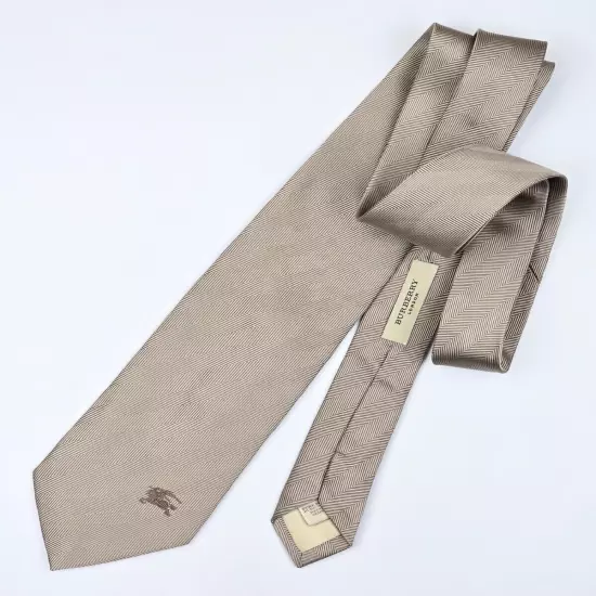 BURBERRY LONDON TIE Prorsum Knight on Beige Striped Woven Silk Necktie