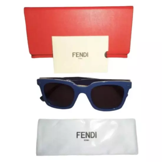 Fendi Square Sunglasses Blue 49-22-145mm Made in Italy w Case Sleek Unisex NWT 