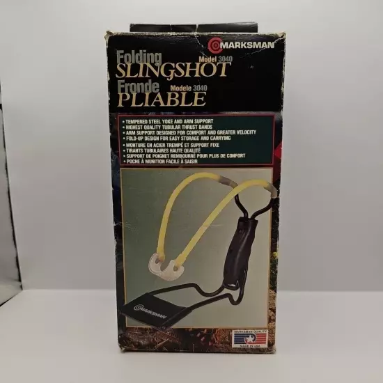 VINTAGE Marksman Folding Slingshot Rronde Pliable - Model 3040 - NEW IN BOX