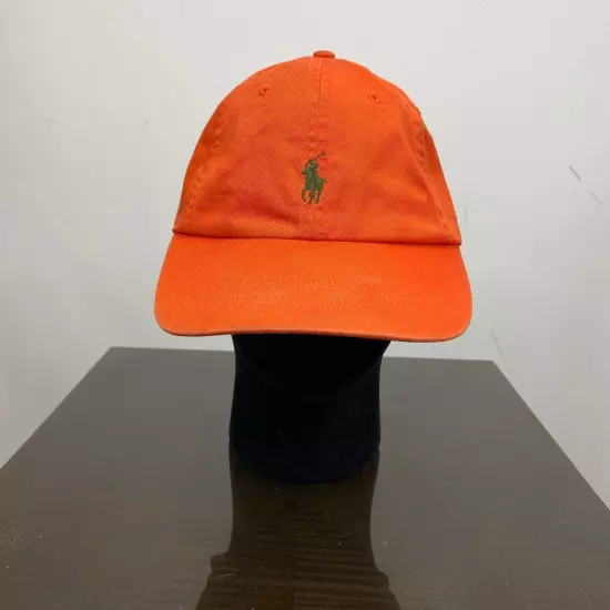 Polo Ralph Lauren Embroidered Pony Orange Baseball Hat Adjustable 