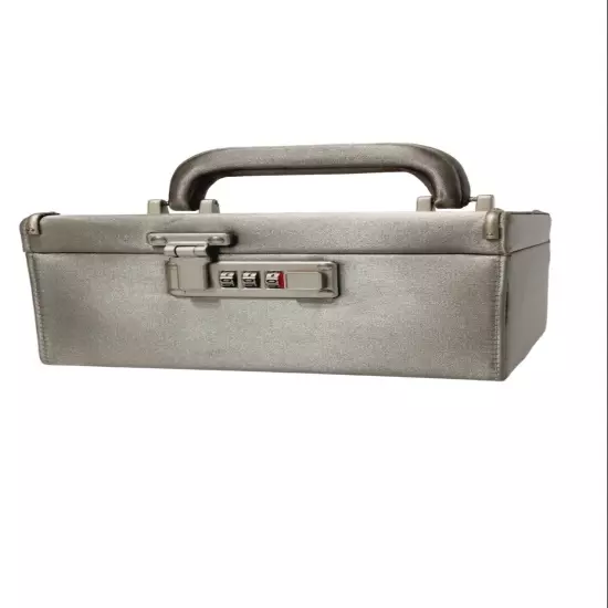 Genuine NORDSTROM Bentony MakeUp Travel Case Combination Lock Box Silver Square 