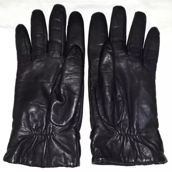 Isotoner 89736 lined black leather gloves womens size 7