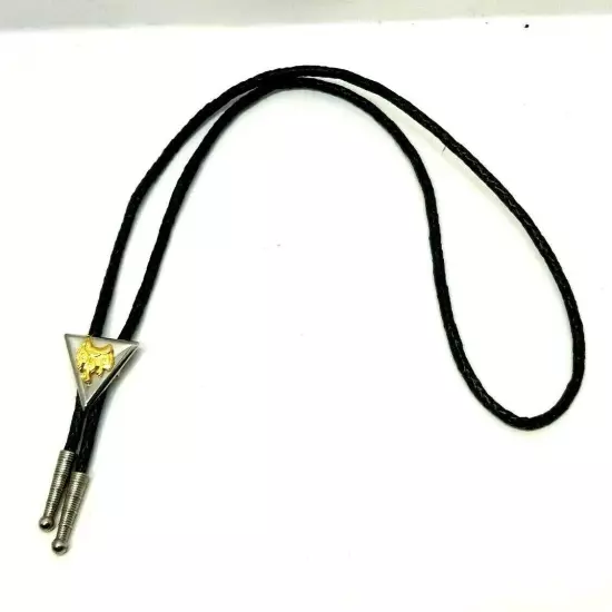 Cowboy Saddle Gold-Tone Silver-Tone Black Bolo Tie (E8)