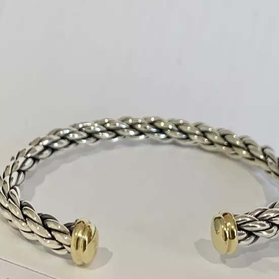 DAVID YURMAN 18K GOLD SS WHEAT MENS CABLE BRACELET.