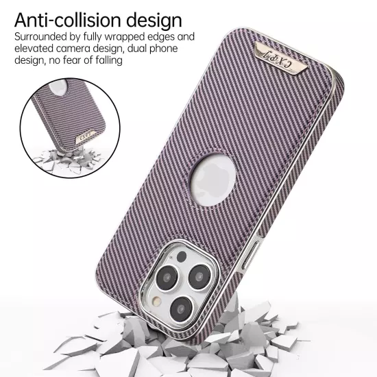 For iPhone 16 Pro Max 15 14 13 12 11 Carbon Fiber Magnetic Plating Mag-Safe Case