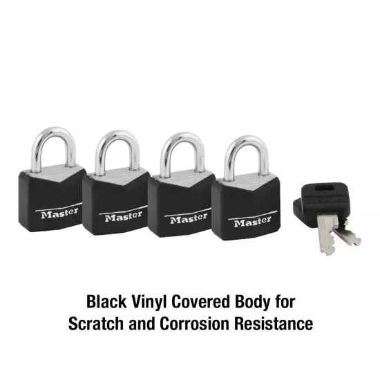 Covered Aluminum 3/4In (19 Mm) Padlock with Key, (7/16 in (11 Mm) Shackle, 4 Pac