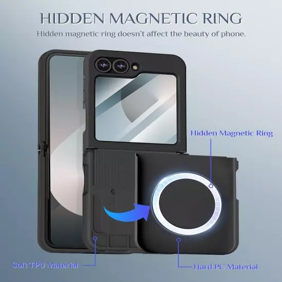 for Galaxy Z Flip 6 Case, Samsung Flip 6 Case [Compatible with Magsafe] [Hinge P