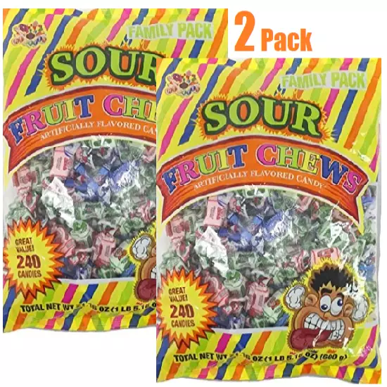 2x Alberts Sour Fruit Chews Assorted Flavors 21.16 Oz 240 Candies x (Pack of 2)