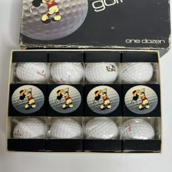 Vintage Disney Mickey Mouse Dunlop Maxfli Golf Balls New in Box 1 Dozen Rare